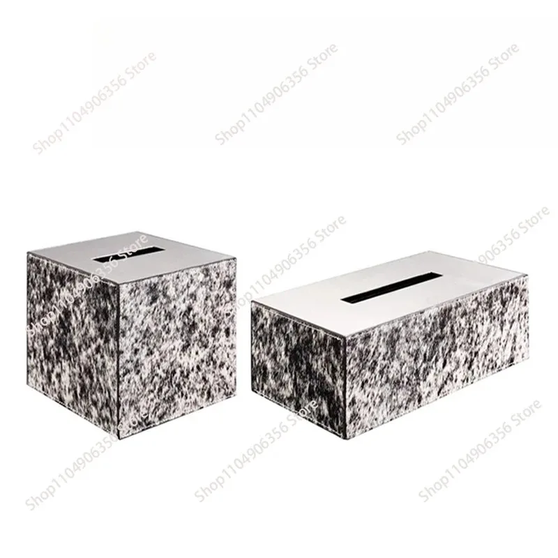 

for Modern Stainless Steel Leather Horsehair Tissue Box, Home Decor for Living Room