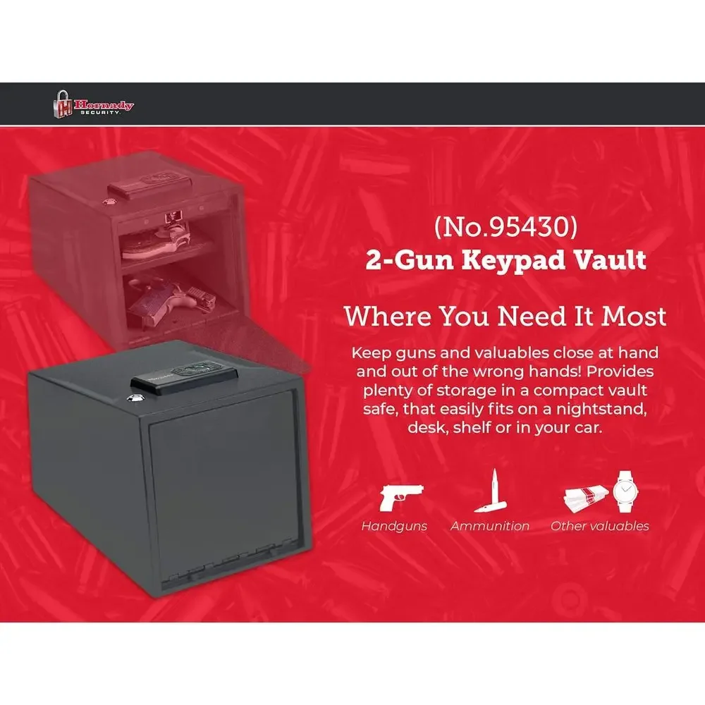 Keypad Entry Gun Safe with 4-6 Code, Interior Light, Backup Keys, Black, 12.7x9x8.8 Inches