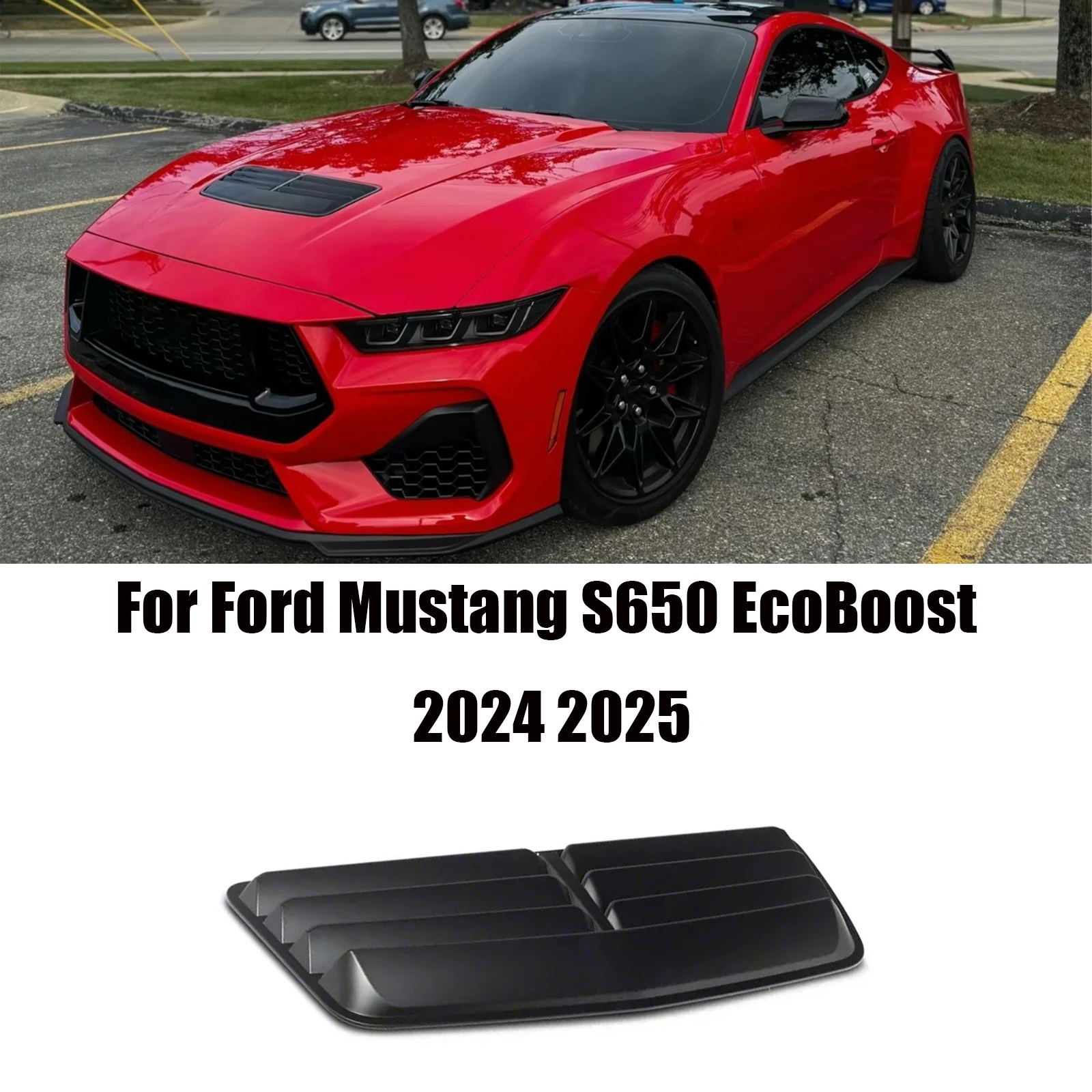 For Ford Mustang S650 EcoBoost 2024 2025 Front Upper Hood Air Vent Insert Cover Matte Glossy Black Carbon Look