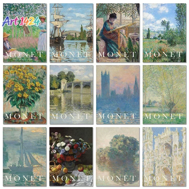 Vintage Claude Monet Famous Artist Masterpiece Collection HD Poster Canvas Painting Wall Art Picture for Room Home Office Decor