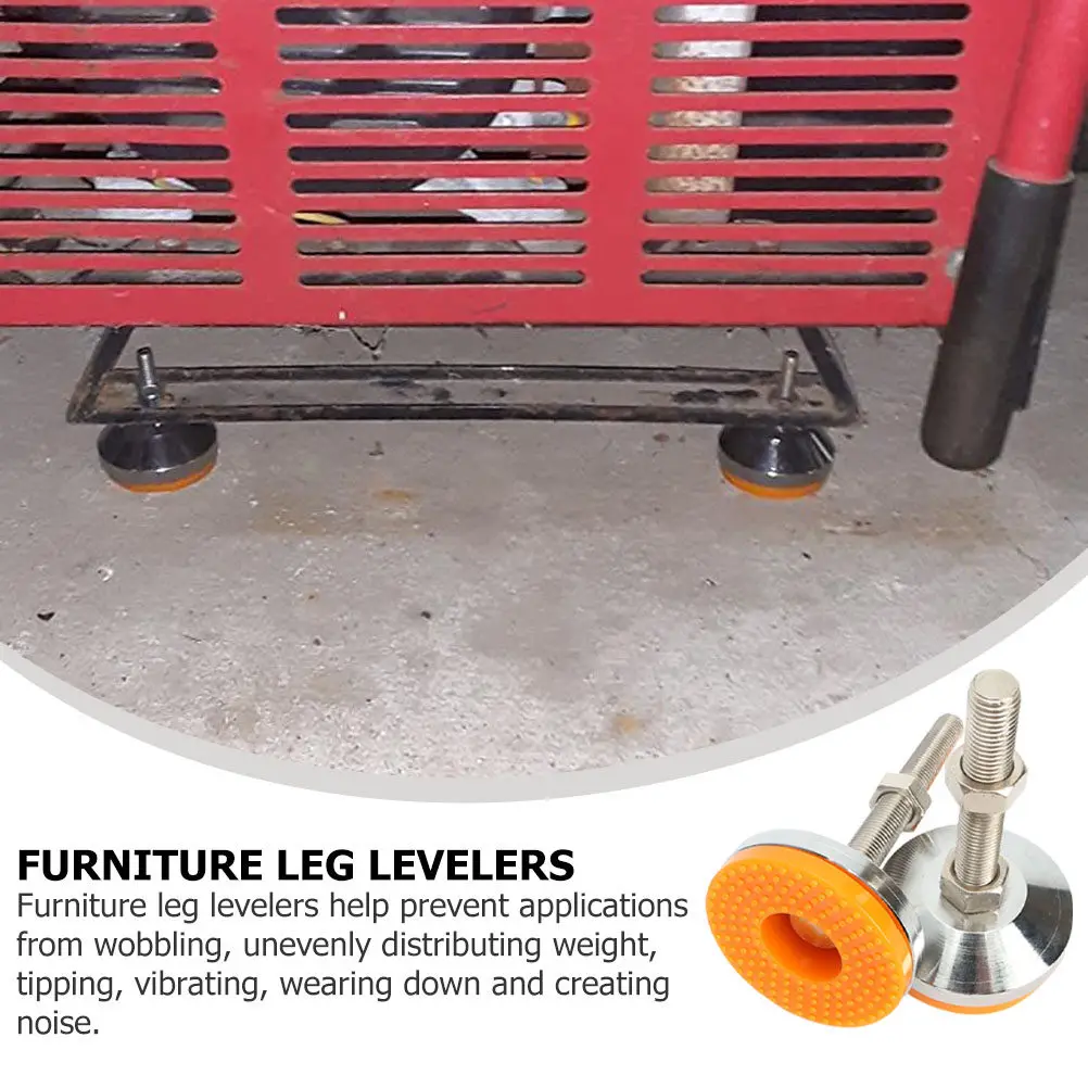 2Pcs Adjustable Machine Levelers Steel Furniture Leg Levelers for Tables Chairs Cabinets Heavy Duty Nonslip Foot Cups Universal
