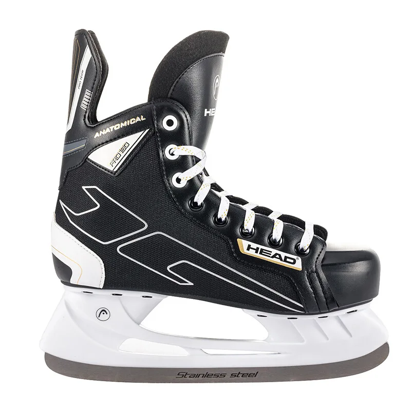 S180 หนังสีดํา ICE Hockey มีดใบมีดรองเท้าสเก็ต Patines จริงน้ําแข็งใบมีดเด็กผู้ใหญ่ขนาด 28-47 เริ่มต้น