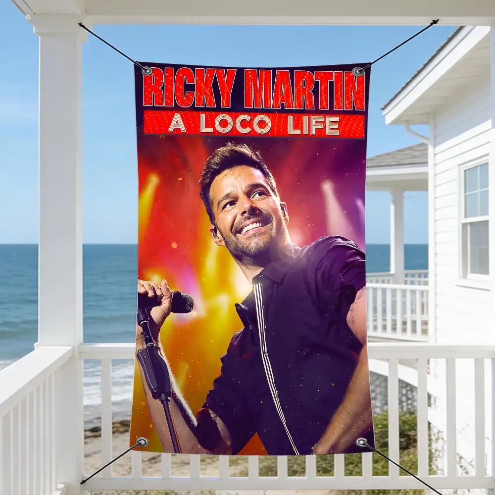 Music R-Ricky M-Martin Flags Cozy Home Flag 4 Grommets Anti-Wrinkle Waterproo  Indoor