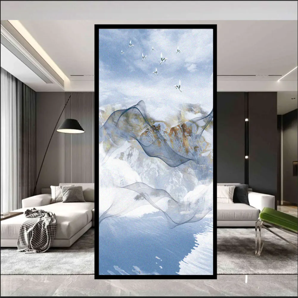 

Window Privacy Stained Film Landscape Painting Frosted Sun Blocking Glass Stickers Window Static No Glue Glass Door Flim