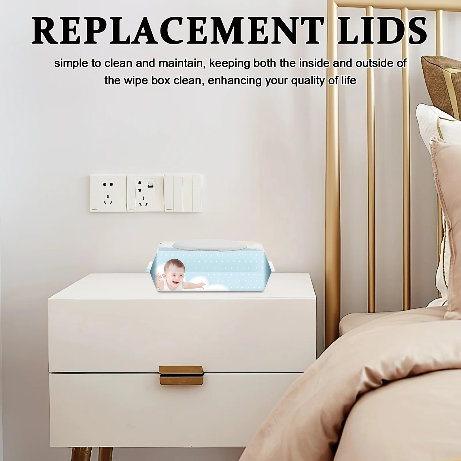 50 قطعة غطاء صندوق مسح الطفل استبدال غطاء بلاستيكي محكم مانع للتسرب الاحتفاظ بالرطوبة موزع سهل الفتح للسفر