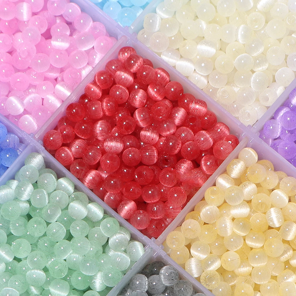 30g 4mm Katzenaugen-Glasperlen, bunte runde lose Perlen für die Schmuckherstellung, DIY-Armbänder, Halsketten, Handyketten-Zubehör
