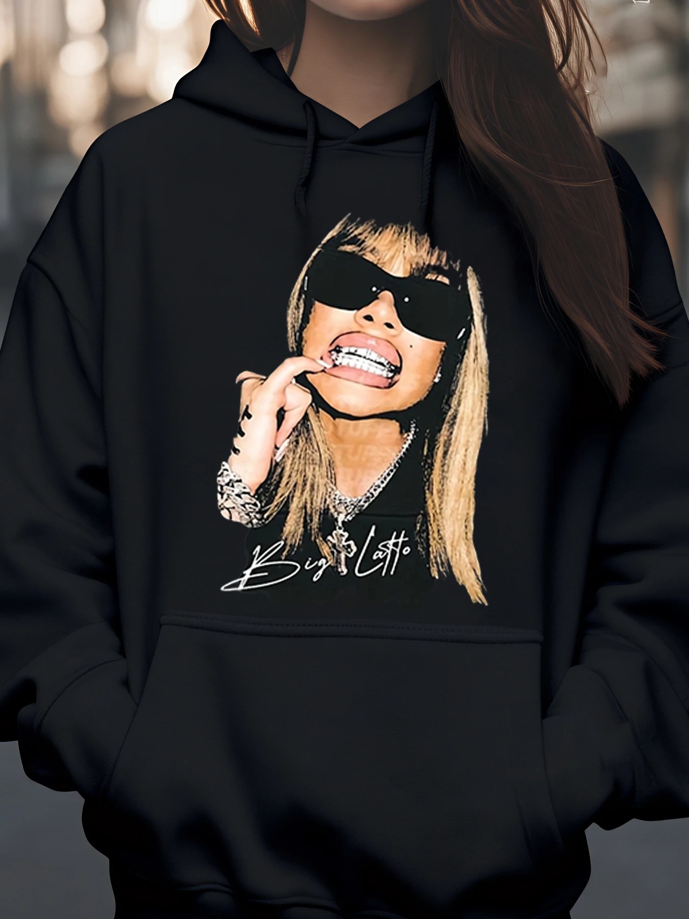 

Толстовка с портретным принтом Black Chyna для женщин, уличная одежда, повседневная одежда, модная массивная одежда