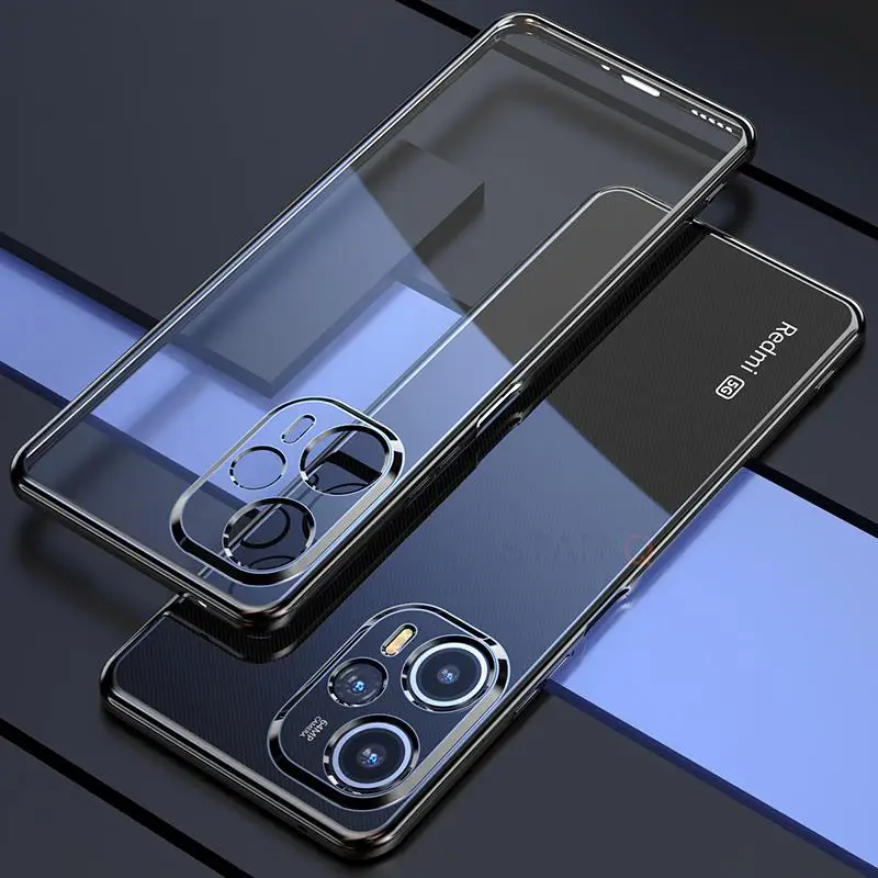 F5pro Luxury Plating Clear Case For Xiaomi Mi Poco F5 X5 Pro 5g Silicone Transparent Bumper Back Cover Pocox5 Poko X5pro F X 5