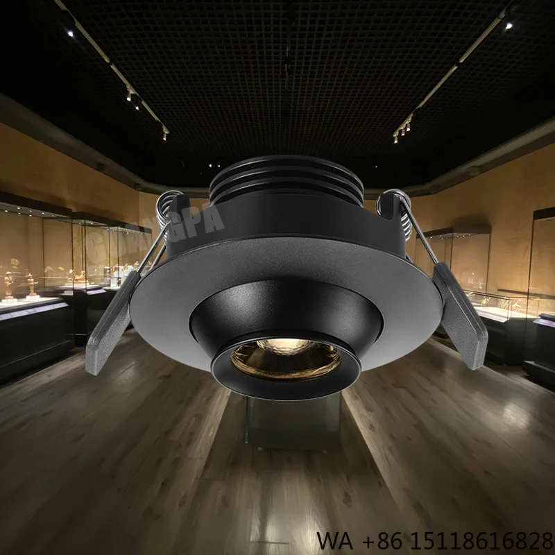 Zoomable COB LED Focus Adjustable 3W 5W CE Recessed Downlight for Indoor Showcase Cabinet Lighting