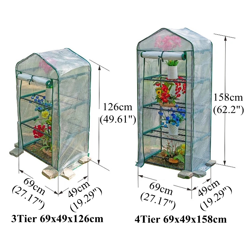 Osłona szklarni kryty ogrodowa ramka w kwiaty zewnętrzny klosz kwiat roślin wodoodporny zapobiegający zamarzaniu ciepły pokój (bez metalowa półka)