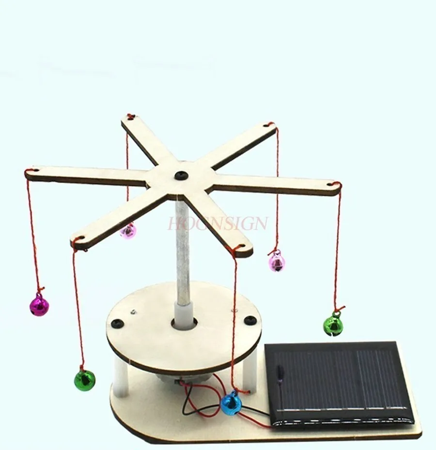 1 set Solar powered rotating bell, light energy conversion, scientific experiment, children's DIY electric model