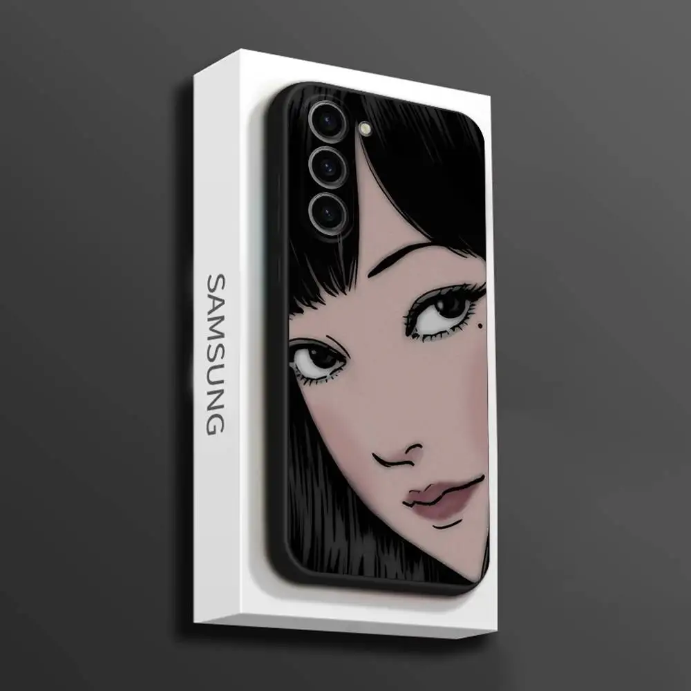 การ์ตูนเจ-จุนจิ อิโตะ ที-โทมิเคสโทรศัพท์สำหรับซัมซุงกาแล็คซี่ A 73,72,51,53,52,71,22,5G,หมายเหตุ,J7,8,9 ปกนุ่มสีดำ