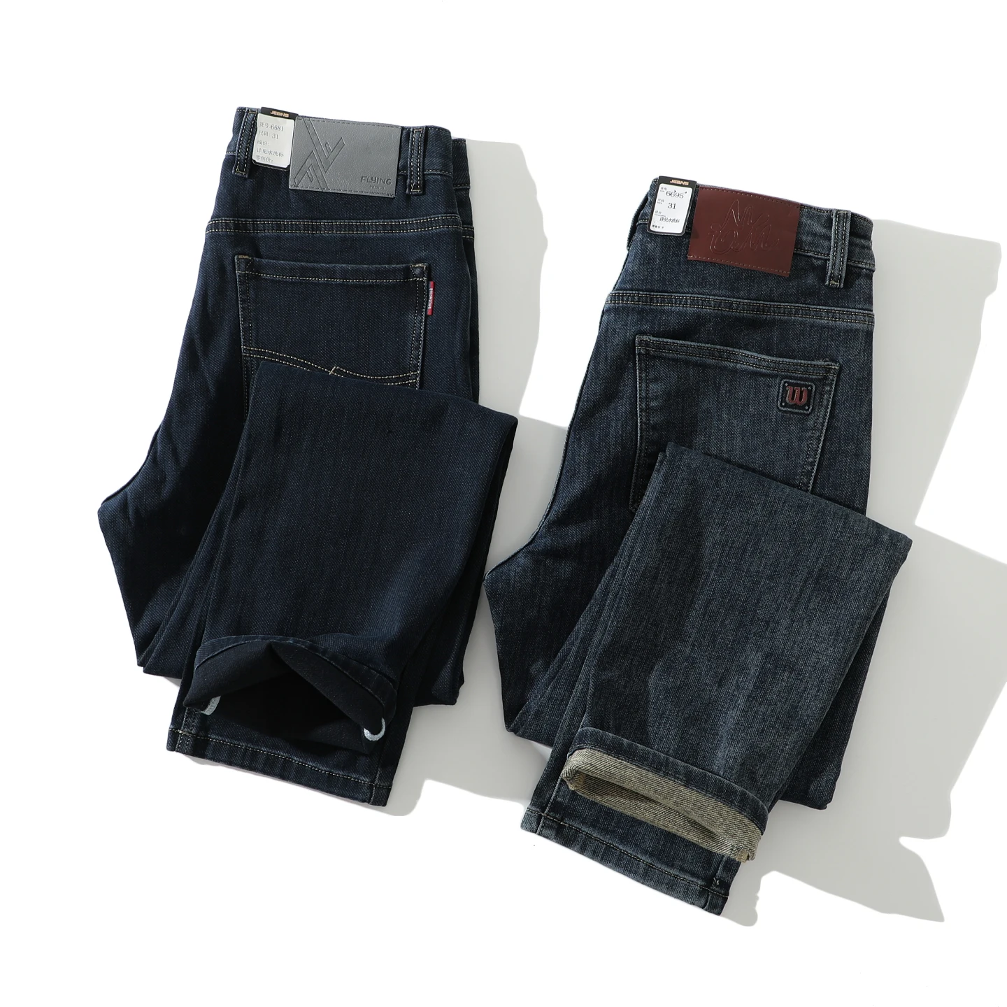 

Мужские джинсы прямого кроя Slim Fit из денима, повседневные, из хлопка и полиэстера, эластичные, дышащие, для города