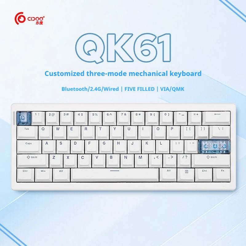 Cidoo Qk61 Mechanical Keyboard Qmk Wireless Bluetooth Three Mode Hot Swappable Gasket Customization Keyboard For Pc Gamer Gifts