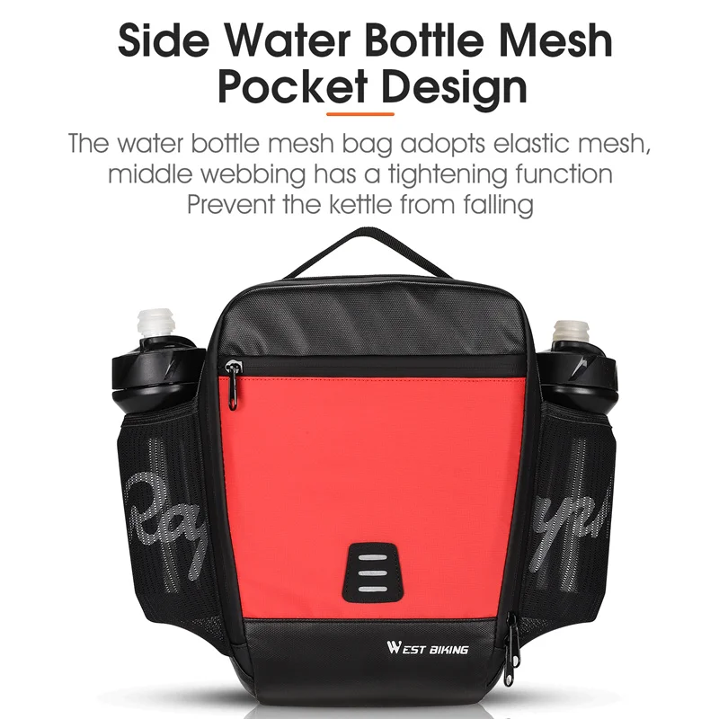 WEST BIKING Waterproof Bicycle Bag 7.3L Large Capacity Bike Front Tube Handlebar Bag Pannier Backpack MTB Scooter Cycling Bag