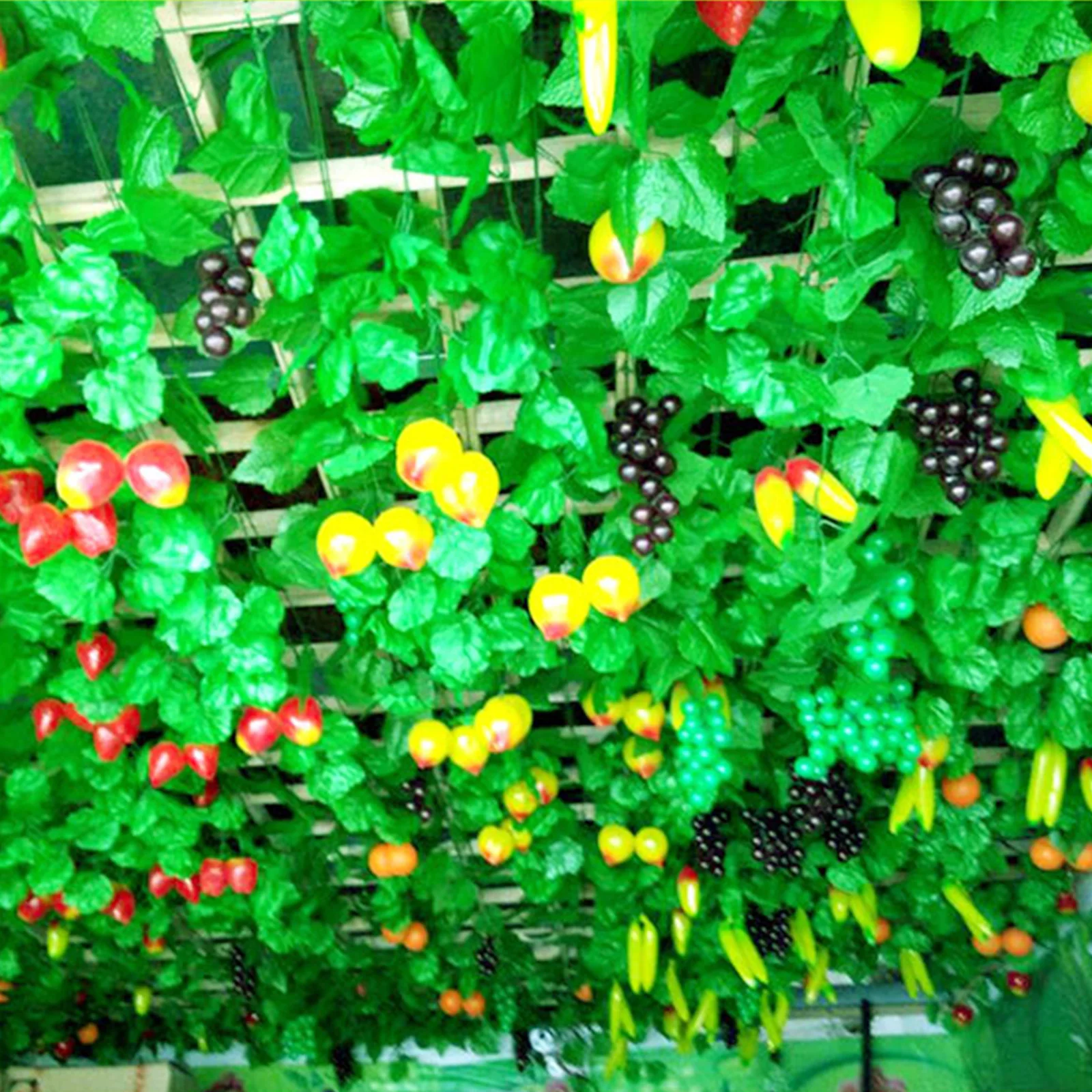 Artificial Greenery Chain Grapes Vines Leaves Foliage Simulation Fruits Home Room Garden Wedding Garland Outside Decoration