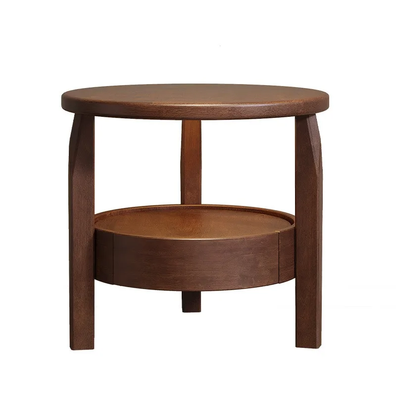 All solid wood medieval bedside tables, new household bedroom bedside tables, replacement round creative shelves