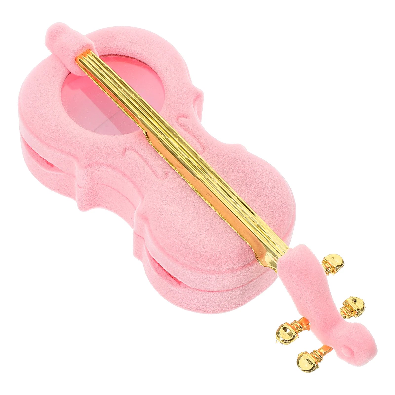 

Music Jewelry Box Pink Flocking Violin Shaped Cases Small Storage Organizer Trinket Boxes For Rings Necklaces Earrings Bracelets