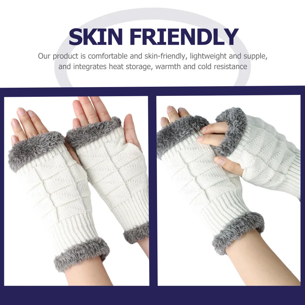 

1Pair Premium Knitted Open Finger Gloves Winter Female Thermal Half-Finger Gloves Warm Keeping Stylish Comfortable Skin-Friendly