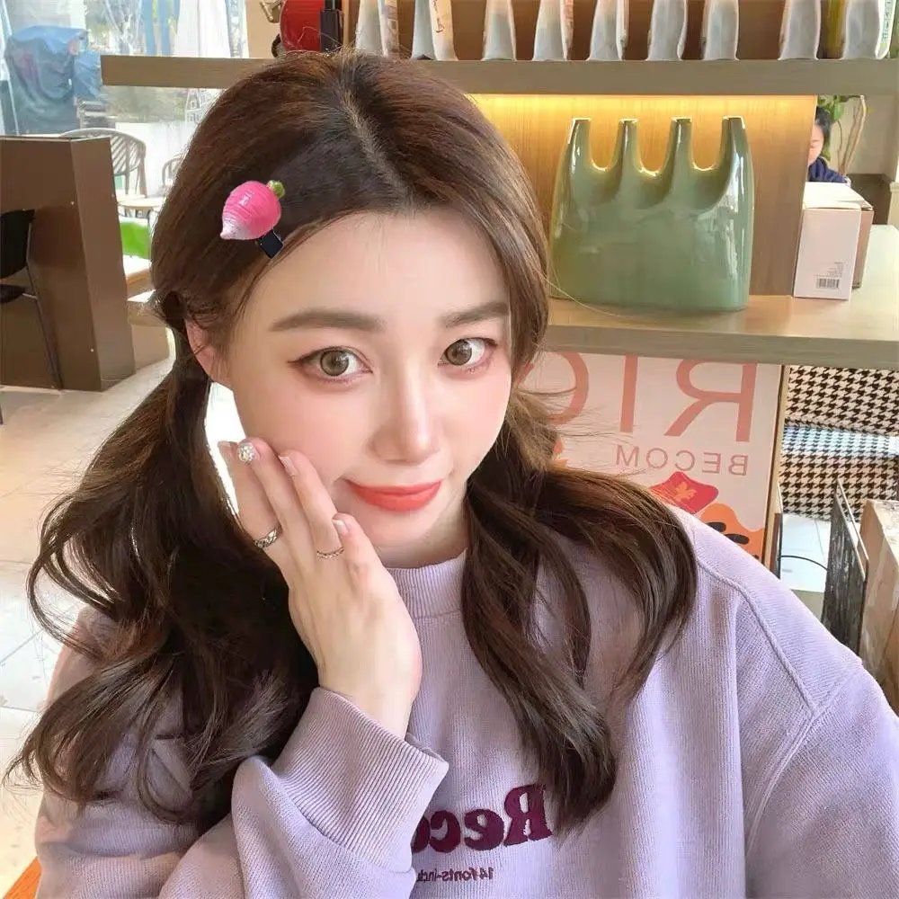 Creative Mini Vegetable Hair Clip Solid Color Cauliflow Food Side Bangs Clip Red Pepper Hair Accessories Funny Barrette Travel