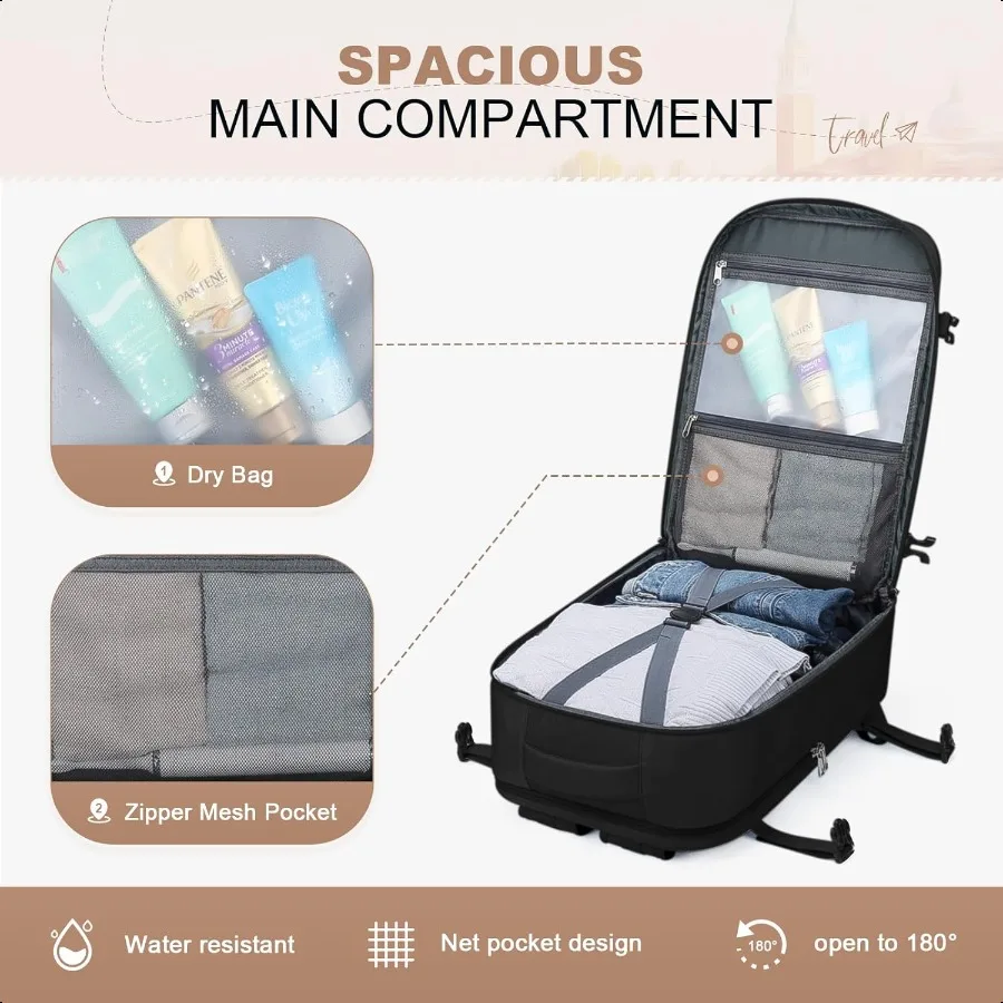 Mochila de viagem para mulheres men35l mochila para laptop se encaixa 17 Polegada laptop à prova d'água mochila de transporte para aviões com destacável