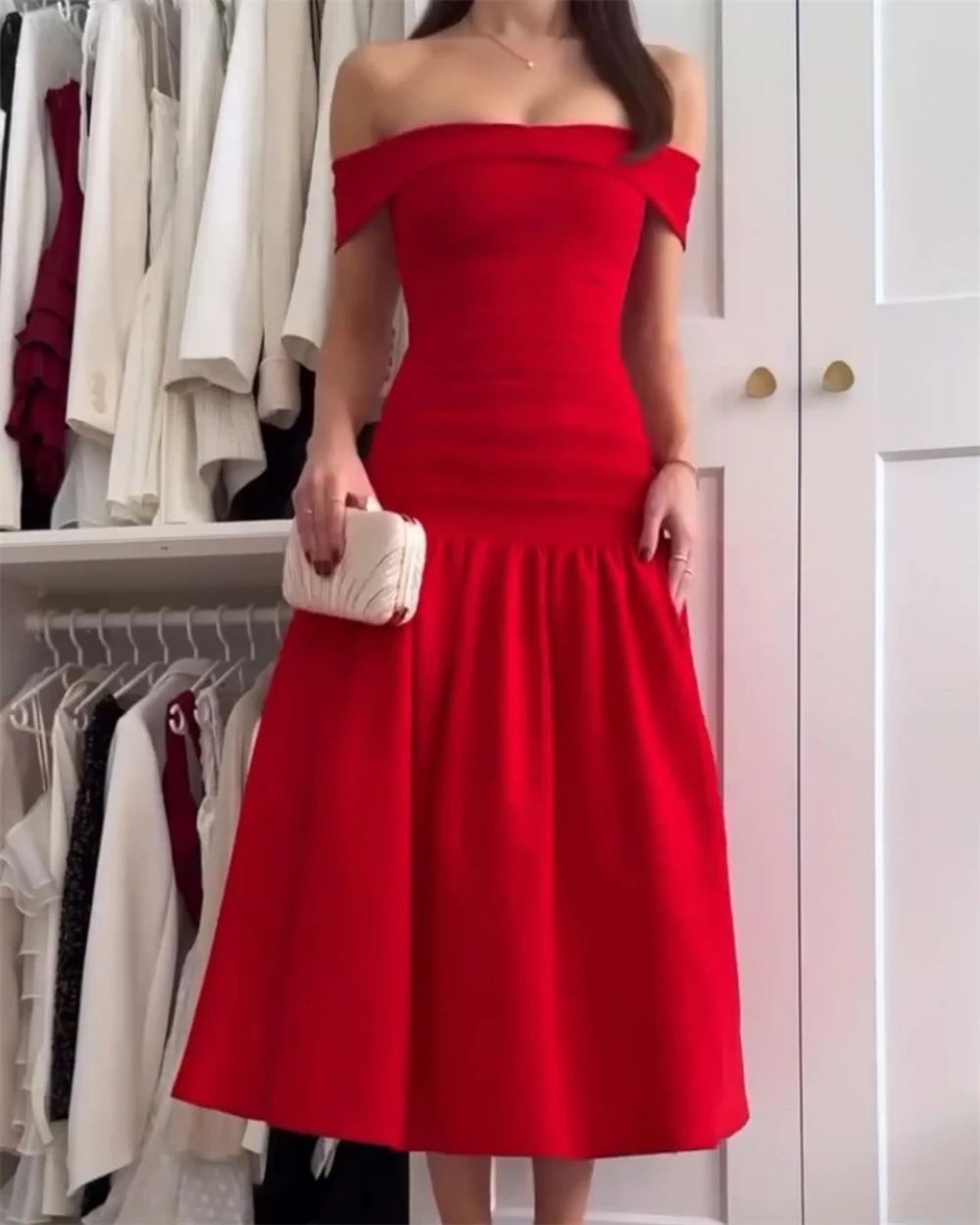 

CustomizedCustomized Exquisite Burgundy Jersey Evening Dress High Quality Strapless Off the Shoulder Sleeveless Bespoke Occasion