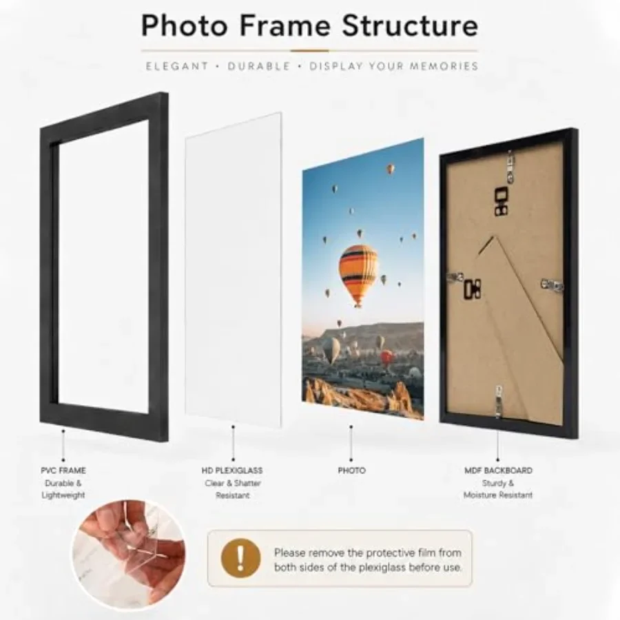 8.5x11 inch Picture Frame for Certificate Poster and Photo, Horizontal and Vertical Formats for Wall Hanging or Tabletop, 8.5x1