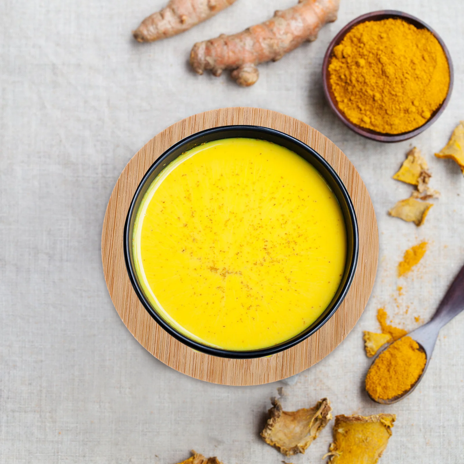 

Round Bamboo Coaster Thick Insulation Pad Wood Saucer for Tea Pots Coffee Mugs Hot Dishes Table Mat Office Home Use