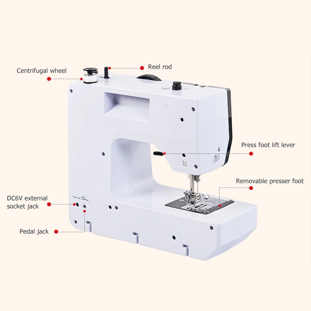 

Portable Sewing Machine for BeginnersSmall Home Electric Repair Kit with 12 Stitch Presser Foot Pedal