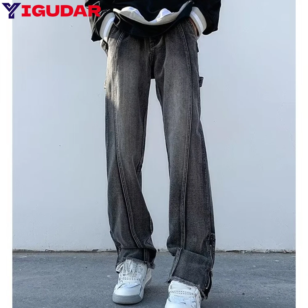 

2023 Men's jeans y2k Streetwear Solid Color Casual Pants Fashion Slim Fit Wash Jeans High-quality Trousers pantalones hombre