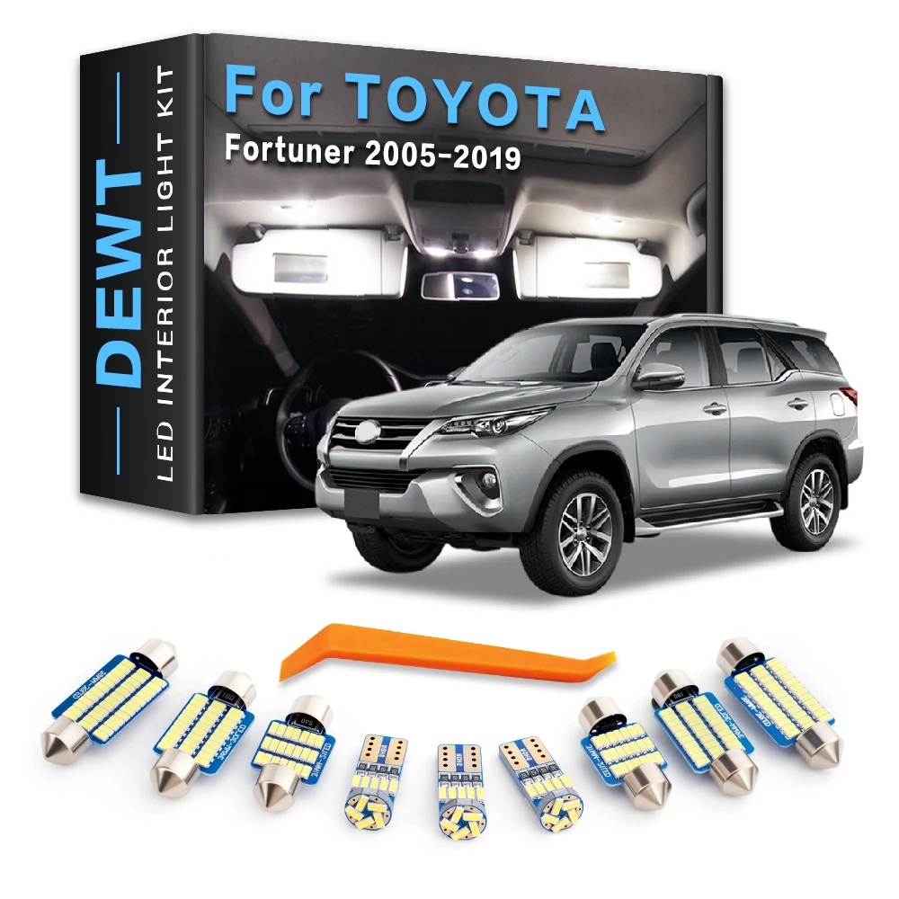 7Pcs Car LED Interior Dome Light Kit For Toyota Fortuner 2005 - 2019 2018 2017 2016 2015 2014 2013 Sunvisor Trunk Bulb Canbus