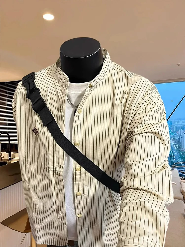 

Американская ретро-куртка с длинными рукавами, повседневная мужская куртка свободного кроя, весенне-осенняя клетчатая куртка с воротником-стойкой, бейсбольная куртка, верхняя одежда