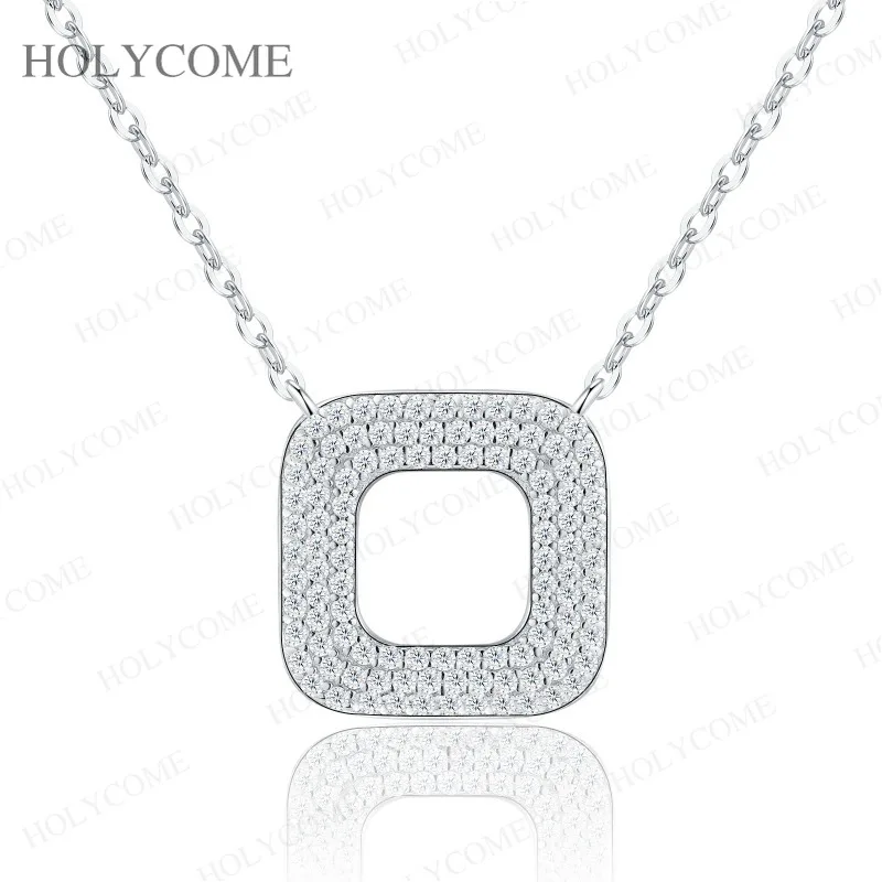 Moissanite Pendant Necklace Women's Fashion Minimalist 925 Sterling Silver Diamond Geometric Shape Light Luxury Jewelry