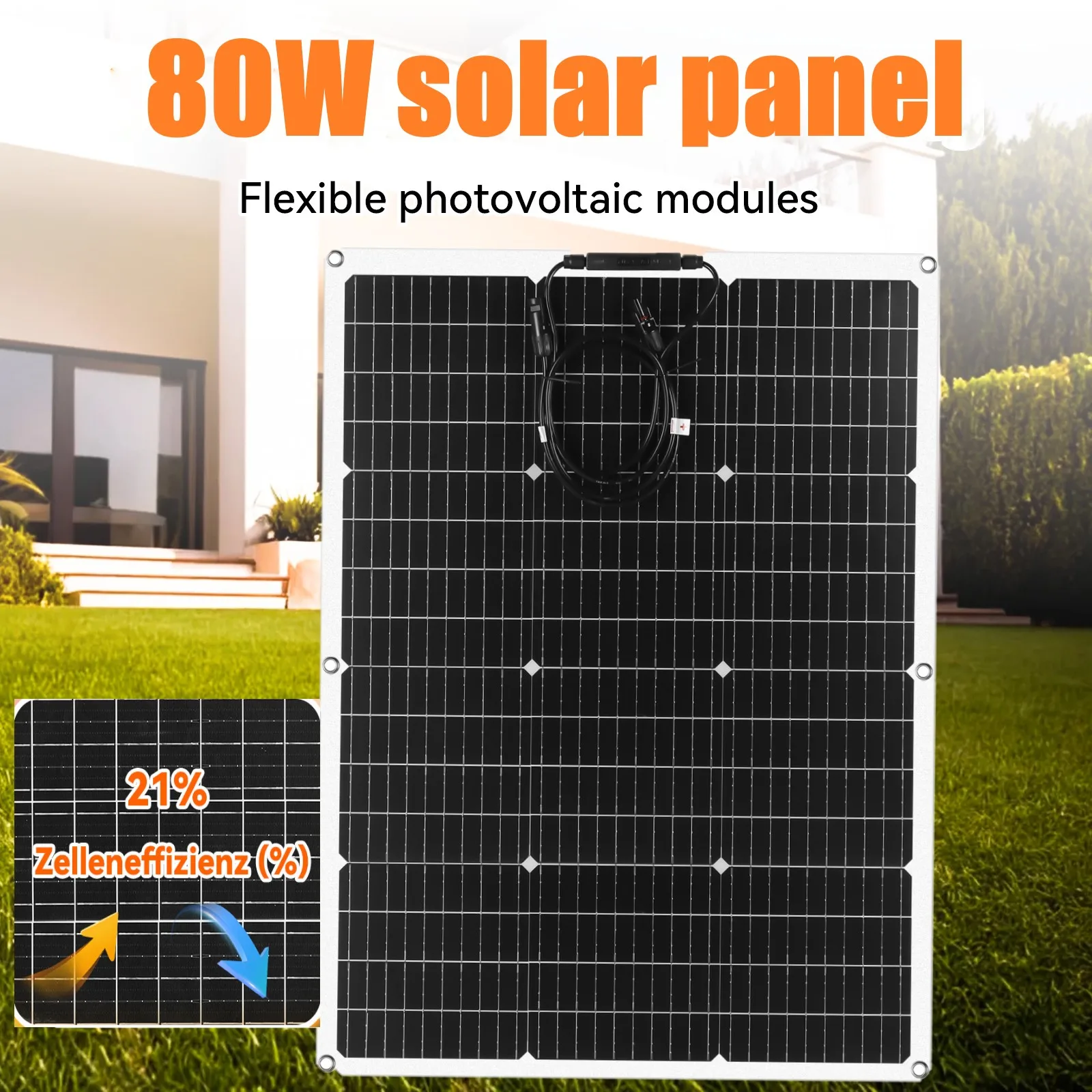 PowMr 80W 18V Powerful Flexible Solar Panel 12V System Battery Charger For Camping RV Car Boat Home Power Bank for Solar Cells