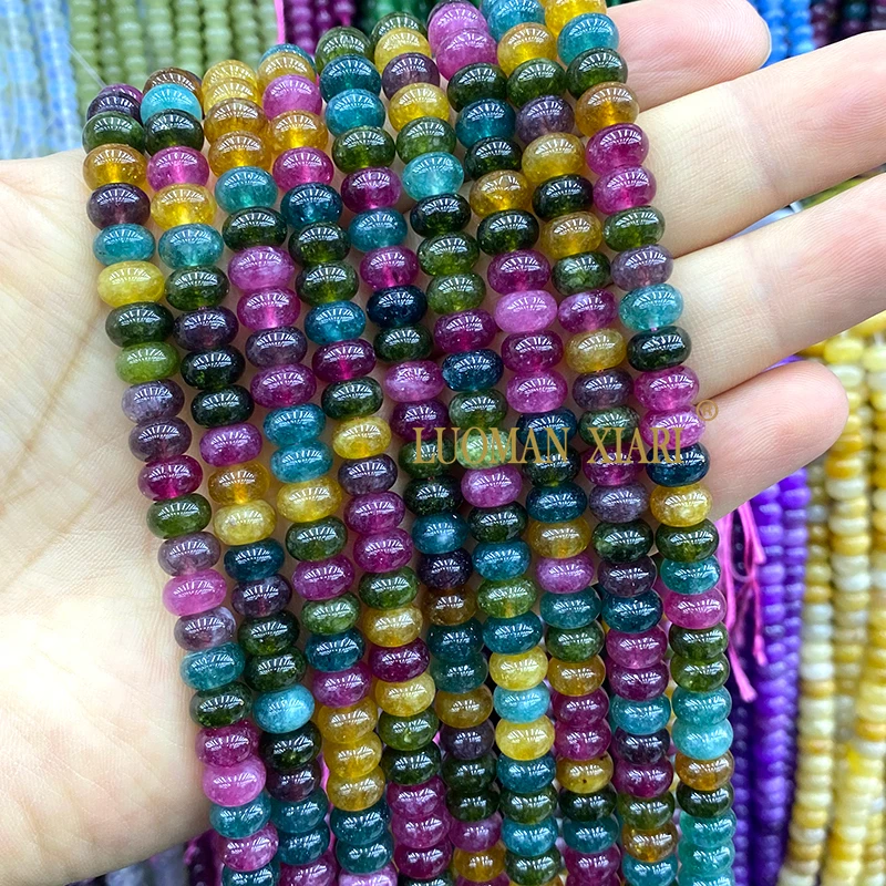 Großhandel Natürliche Stein-Rondelle 5x8MM Lavendel-Chalcedon-Abstandshalter-Perlen für Schmuckherstellung DIY-Armbänder Charms Zubehör – Detail 8