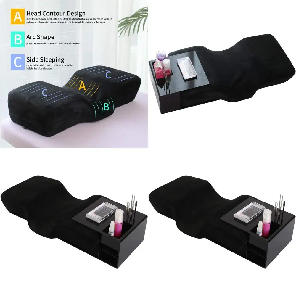 

Memory Foam Lash Extension Pillow with Acrylic Organizer Stand and Velvet Pillowcase