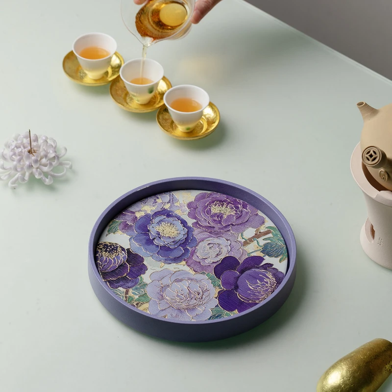 Lilac Purple Absorbent Tea Tray Dry Brewing Mat for Office Home Tea Space Use Table Desk Kitchen Cup Pad Coaster Mat Cloth