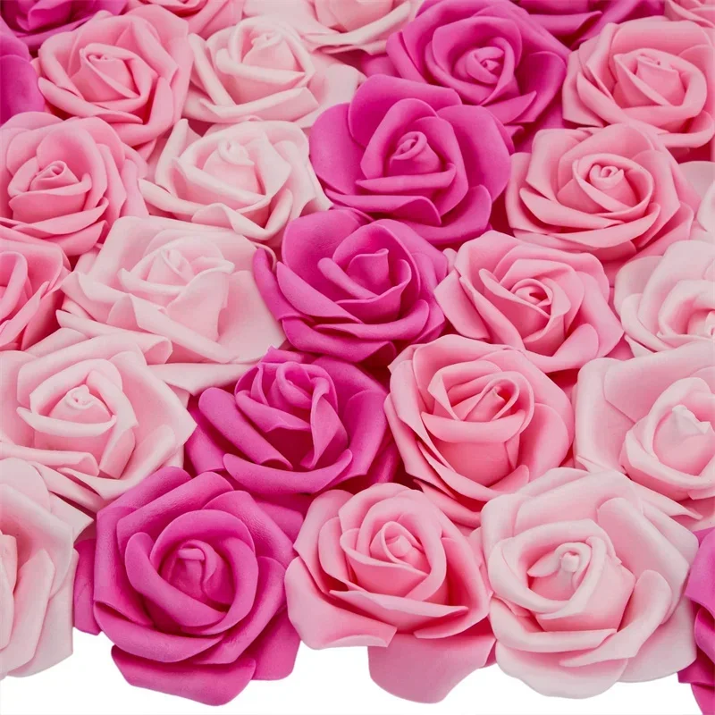 

Pink Artificial Rose Flower 7cm Heads for Decorations,Wedding DIY Flower,Foam Rose Flowers Bride Bouquet Party Decorative