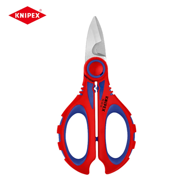 KNIPEX 950510SB Electrician Scissors for Cut Electrical Wire Scissors Handles with Multi-Component Grips Glass Fibre Reinforced