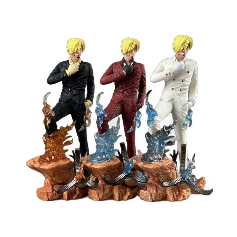 Figura de acción de Anime de una pieza, figura de Sanji fumador, modelo coleccionable, juguetes de regalo, 24CM