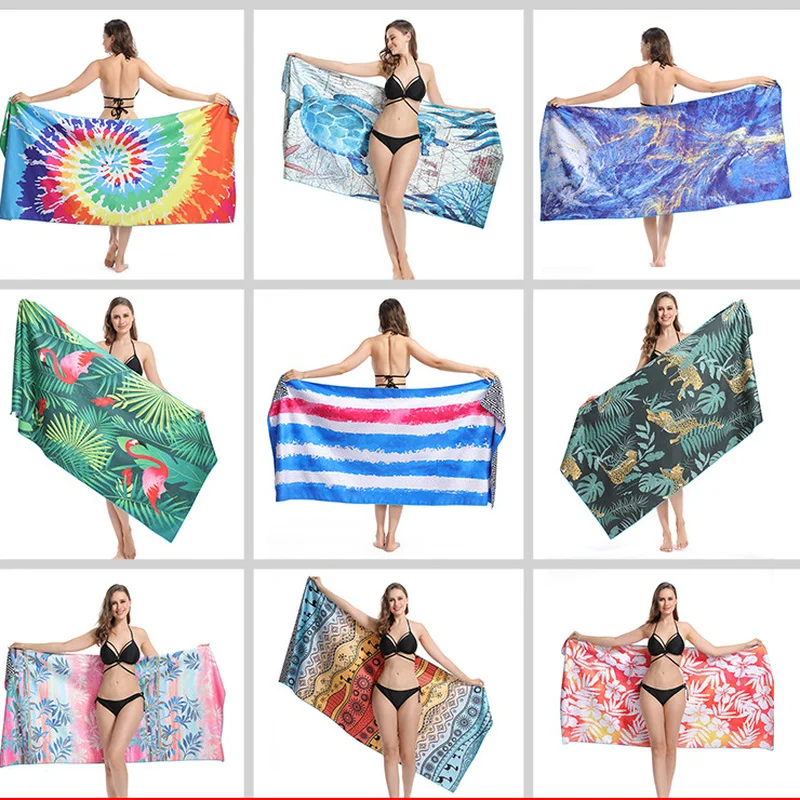 

180*80CM Double-sided Fleece Quick-drying Printing Beach Towel Adult Swimming Bath Towel Quick-drying Beach Towel For Picnic