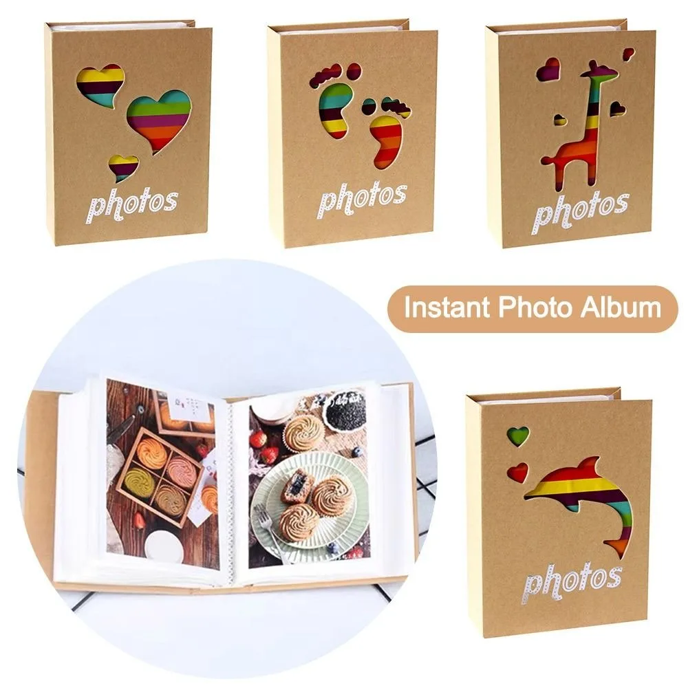 Picture Album 4x6 Inch 100 Pockets Photo Album Kraft Paper Hollow Photo Storage Slip-in Memory Album Photo Organize