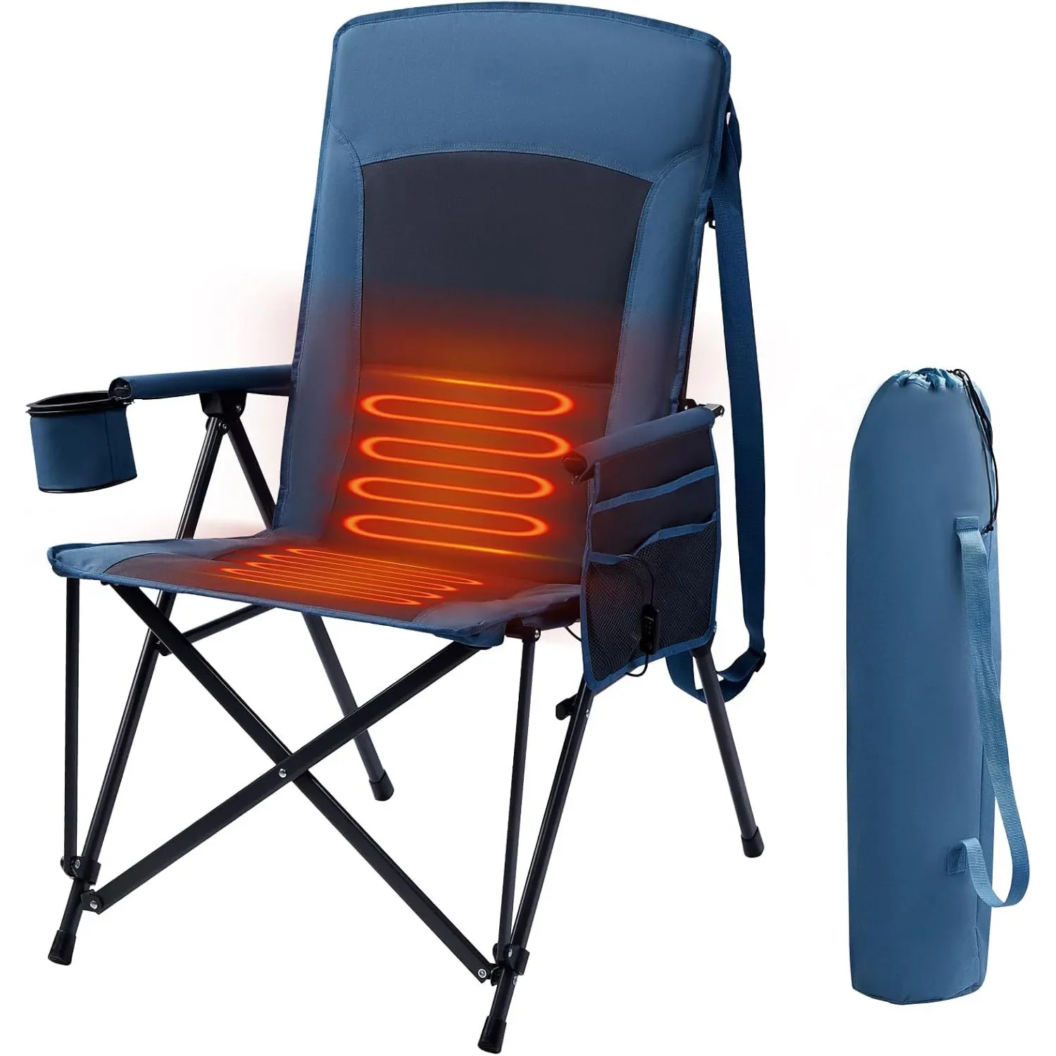 Heated Camping Chairs for Adults Oversized Camp Chair Folding Lawn Chair for Outdoor Sports Battery