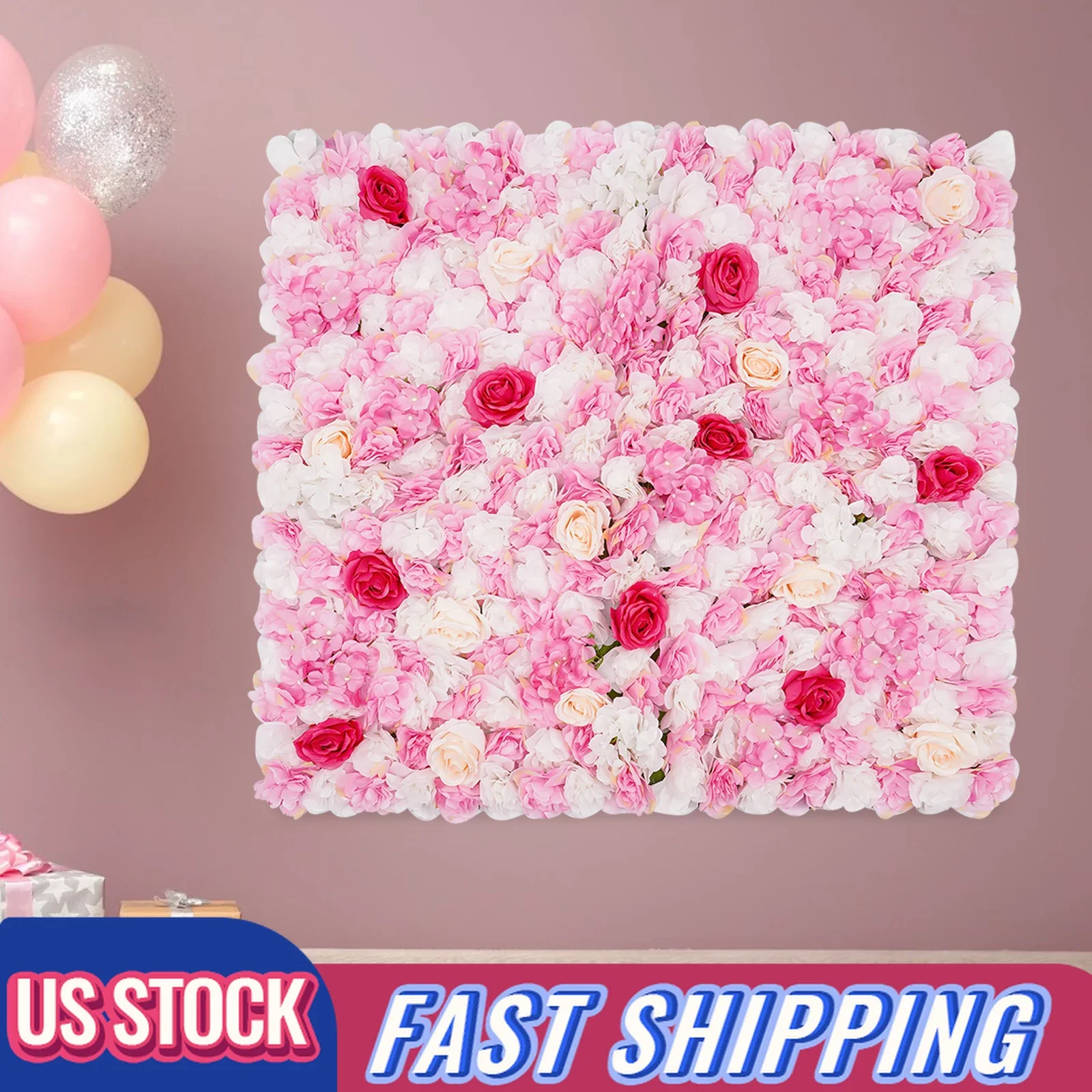 

1x1m Square Silk Flower Wall Panels Rose/Dahlia/Hydrangea Mix (Indoor/Outdoor, 4.52lbs Lightweight No-Assembly Backdrop)​