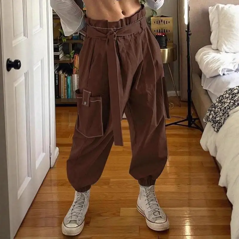 

Новые мужские повседневные брюки с высокой талией, прямые, в стиле парашютиста, нейтральные, модные, зимняя коллекция, без бренда, высокое качество, матовые.