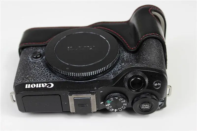 Camera Video Bag PU Leather Case Half Body Base Protector for Canon EOS M6 Mark II M6 II M6II Protective Opening Bottom Cover