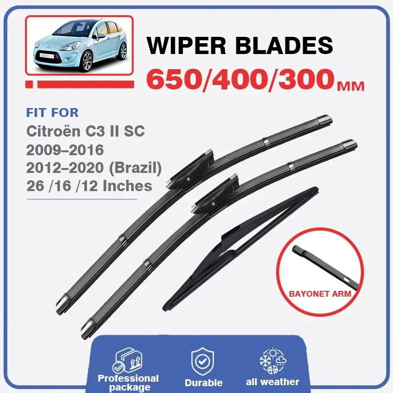 For Citroen C3 2 MK2 II SC 2009 - 2016 Front Rear Wiper Blades 26\