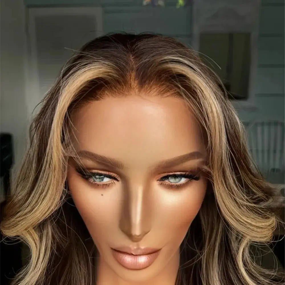 High Density New 26Inch Long Body Wave Synthetic Lace Front Wig Free Part  Heat Resistant Fiber Hair Natural Look Glueless Wigs