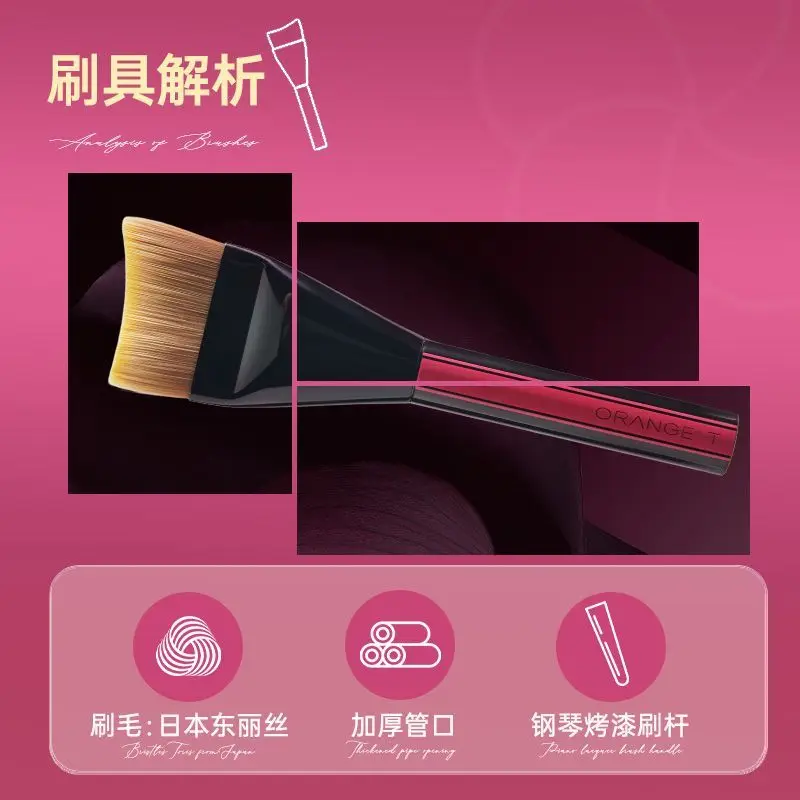 Chengtang Fishtail Foundation Brush FineSoft Blade Two-Color Bristles High-Looking Convenient Traceless Thin Foundati MakeupTool