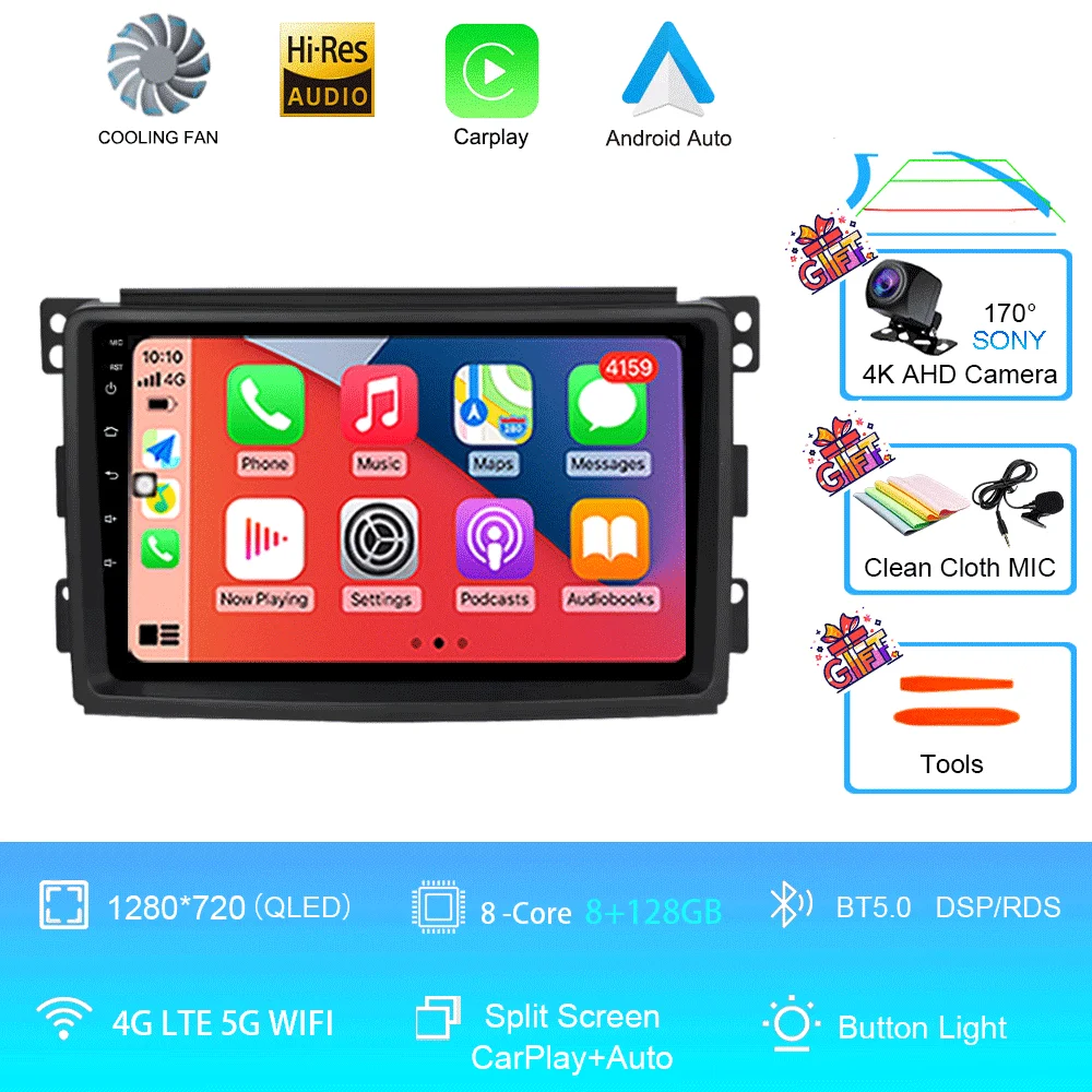 Android 15 Voor Mercedes Benz Smart Fortwo 451 2006 2007 2008 2009 Autoradio GPS Carplay Multimedia Speler Navigatie Stereo auto